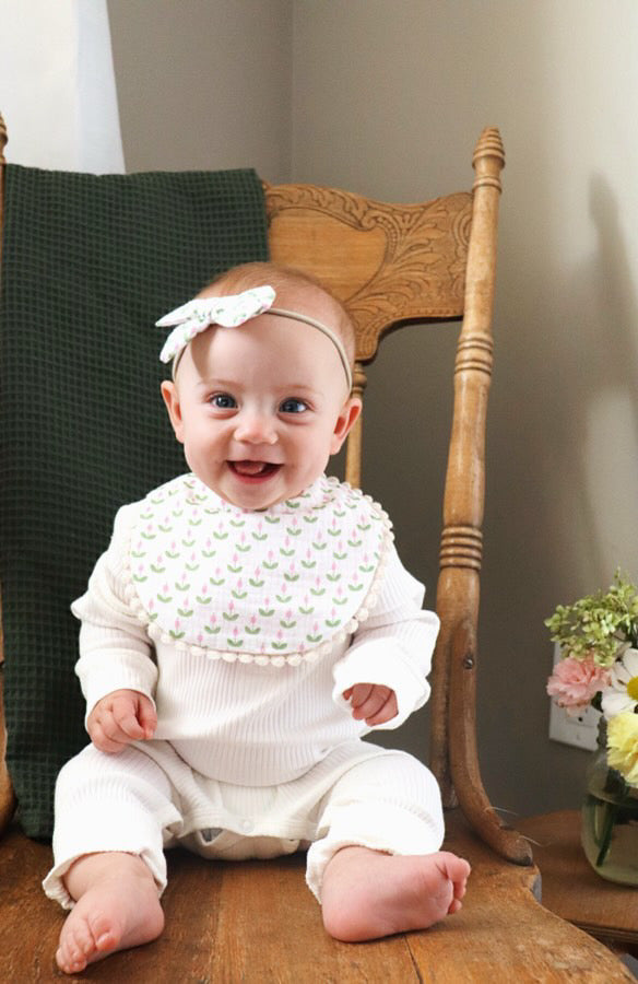 Organic Cotton Bib & Bow Headbands Set