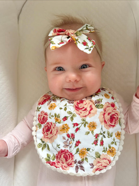 Organic Cotton Bib & Bow Headbands Set