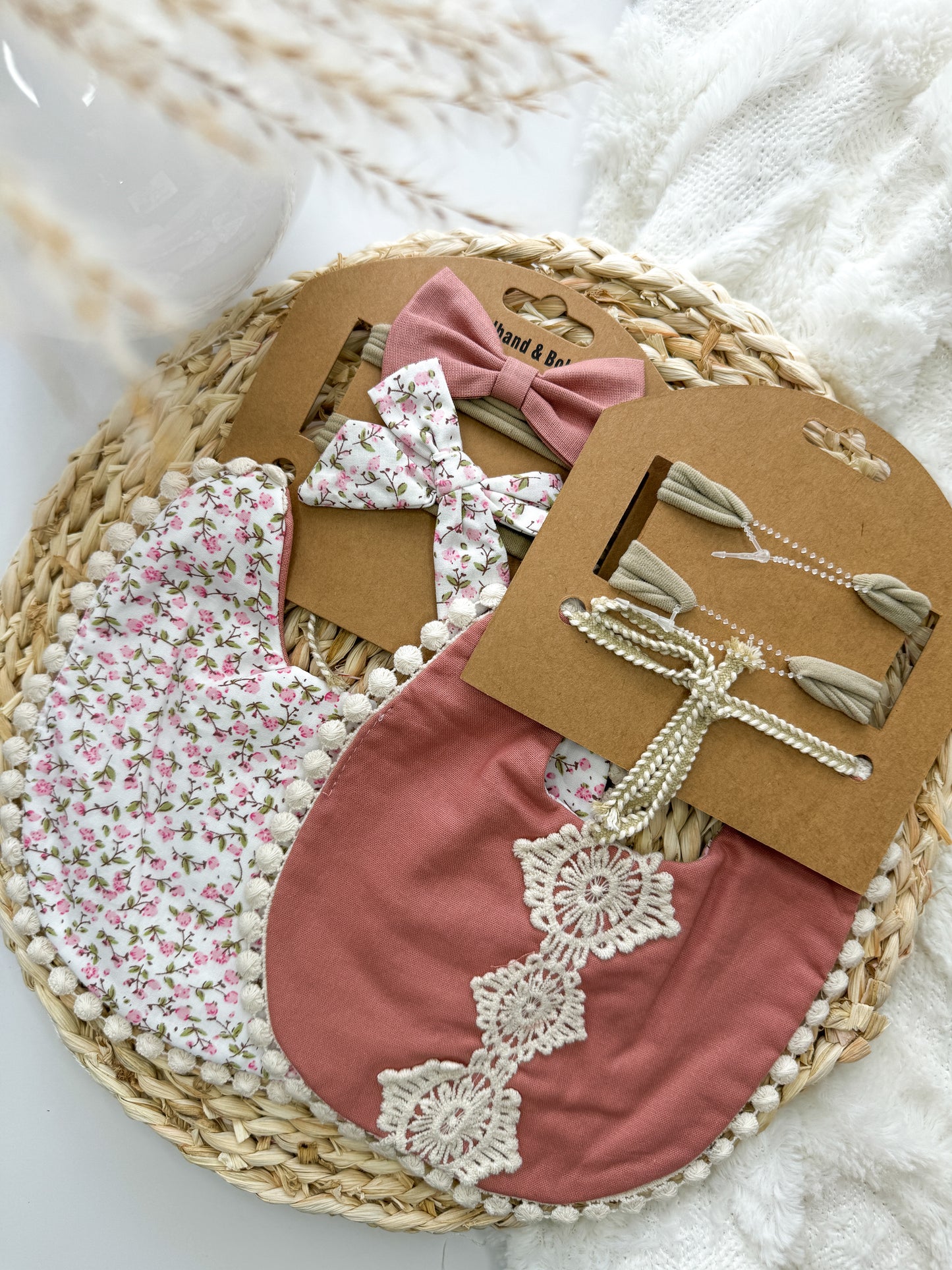 Organic Cotton Bib & Bow Headbands Set