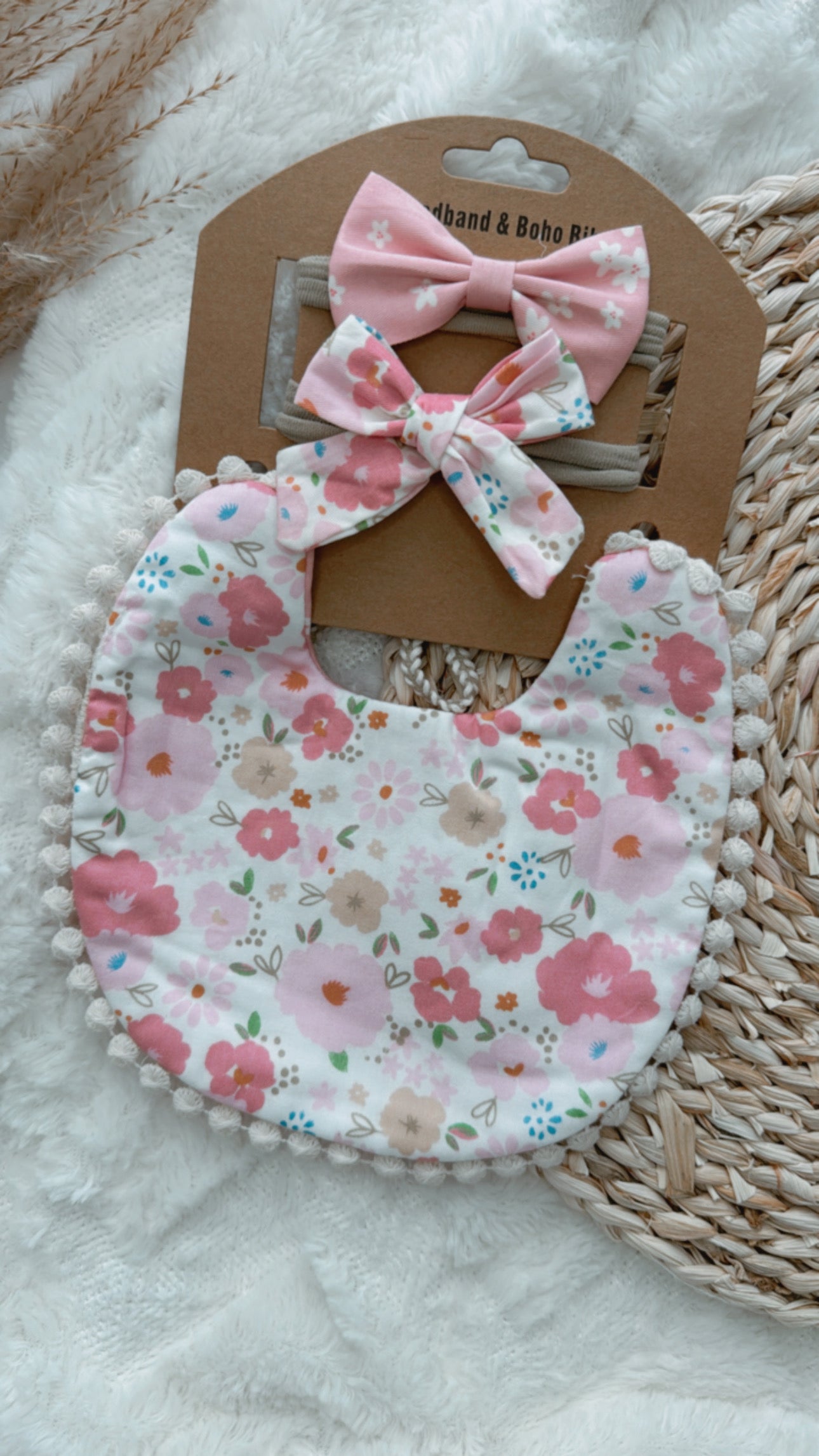 Organic Cotton Bib & Bow Headbands Set