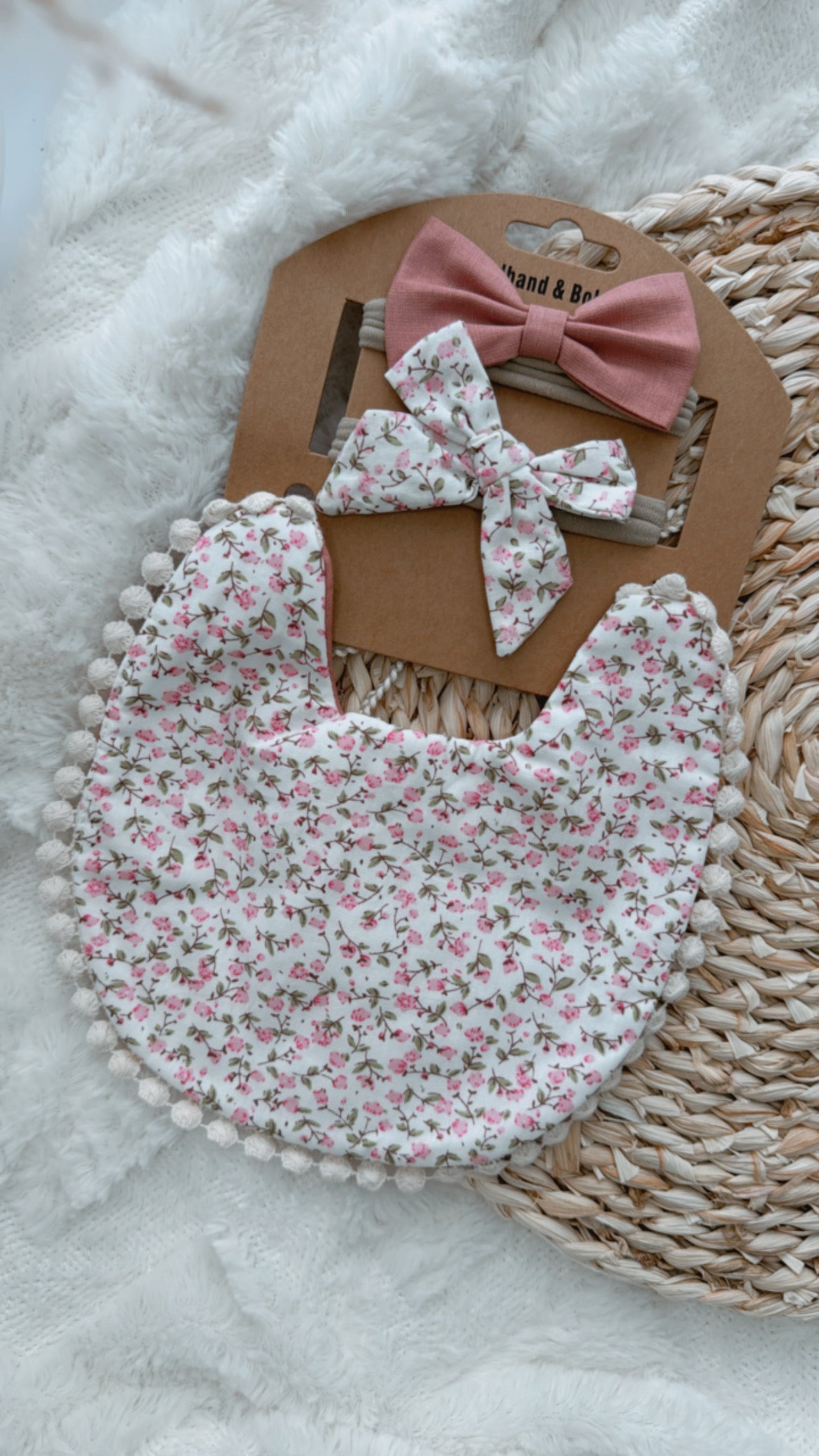 Organic Cotton Bib & Bow Headbands Set