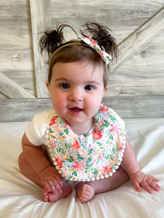 Organic Cotton Bib & Bow Headbands Set