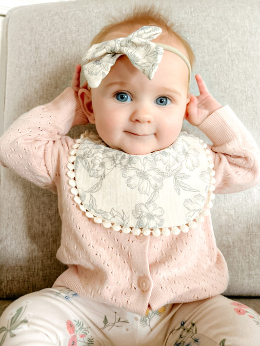 Organic Cotton Bib & Bow Headbands Set