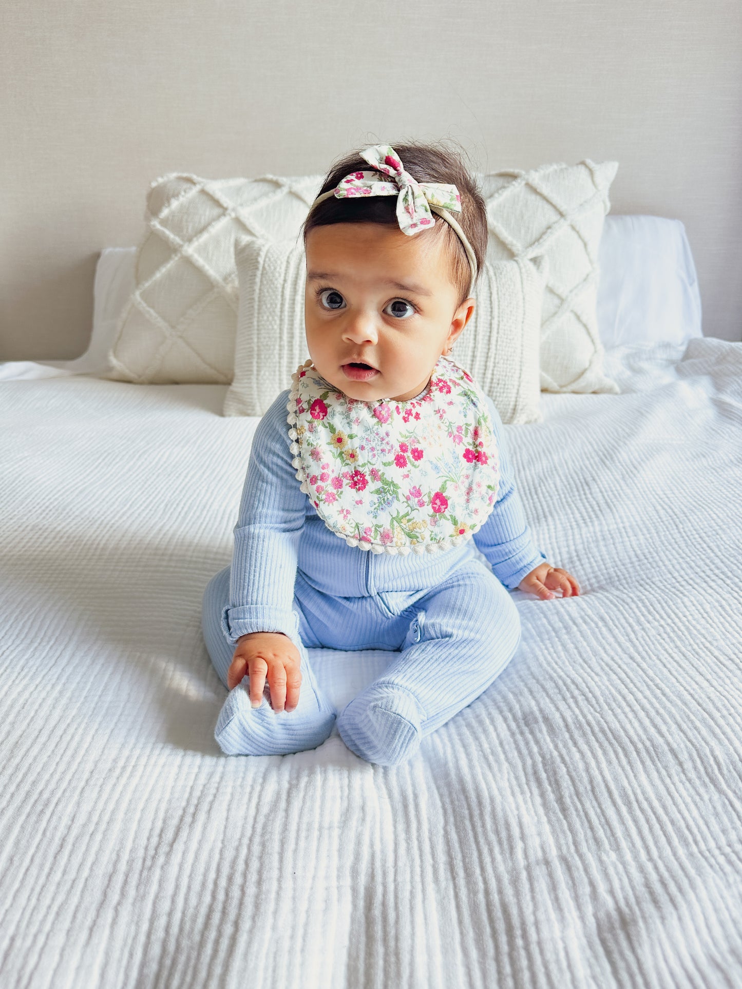 Organic Cotton Bib & Bow Headbands Set