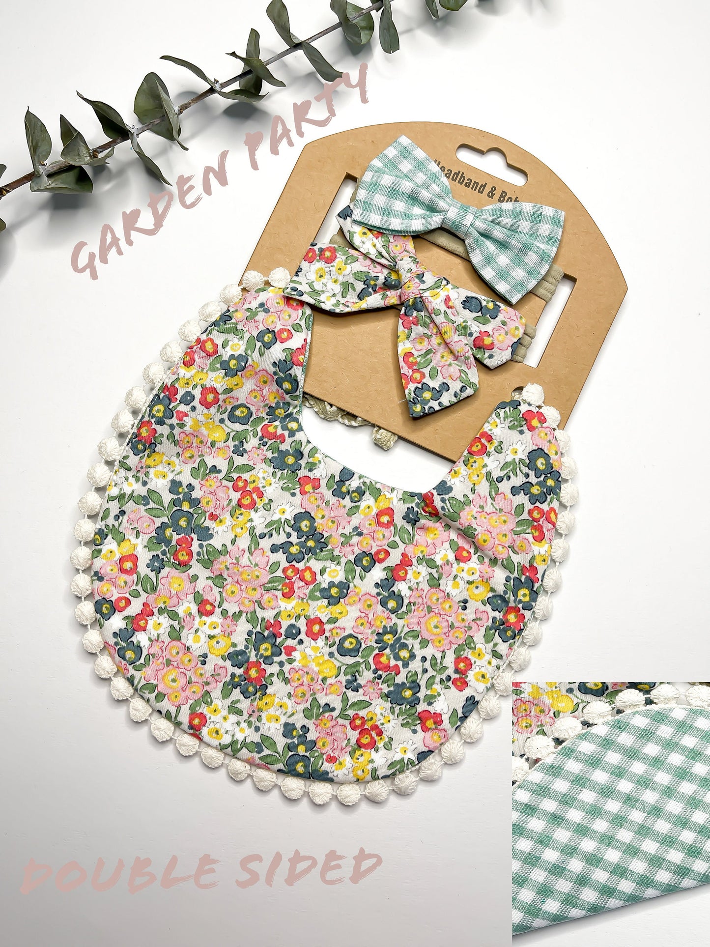 Organic Cotton Bib and Baby & Toddler Bow Headband| Baby shower gift